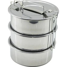 Maison Luré Saklama Kabı 3lü Metal Sefer Tası 18 cm Taşıma Kulp