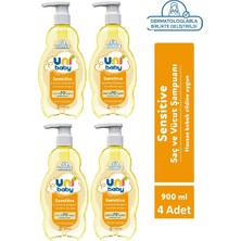Uni Baby Sensitive Saç ve Vücut Sampuanı 900 ml x 4 Adet