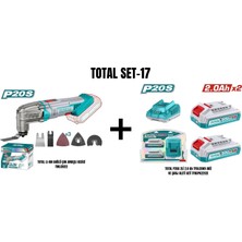 Total Set-17 (Total Lı-Ion Akülü Çok Amaçlı Kesici+2li 2.0 Ah Akü ve Şarj Aleti Seti)