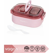 Maison Luré Kamp Yemek Seti 550 ml Tek Kat Paslanmaz Çelik Bento Lunch Box Sefer Tası-Sos Kaseli
