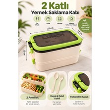 Maison Luré Yemek Kabı 2 Katlı Yemek Saklama Kabı 1800 ml Kaşık Çatal Dahil Kilitli