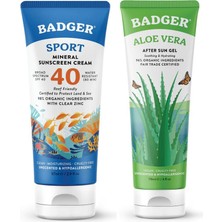 Badger Clear Zinc Kokusuz Güneş Kremi SPF40 ve Aloe Vera Jel Set 87 mL / 118 mL