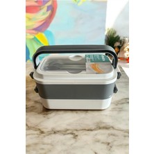 Maison Luré Kamp Yemek Seti 2 Katlı Taşınabilir Yemek Kabı Saklama Kabı Çatal Kaşıklı