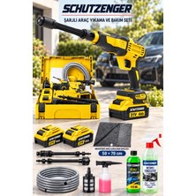 SCHUTZENGER Akülü Şarjlı Araba Oto Yıkama Makinesi Tabancası Mikrofiber Kurulama Bez Detaylı Temizleme Cılalı Şampuan Sarı 60-21