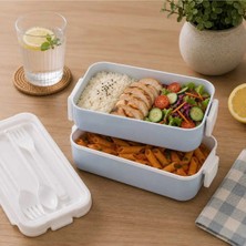 Maison Luré Yemek Kabı 2 Katlı Çatal Kaşıklı Taşıma Saplı