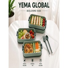 Maison Luré Yemek Kabı 3 Katlı Çatal Kaşıklı Beslenme Kutusu 1260 ml