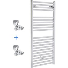 E.C.A. 500×1100 mm Düz Krom Havlupan Seti 2 Adet Krom Vanası ile Isıtma ve Kurutma İçin (Montaj Hariç)