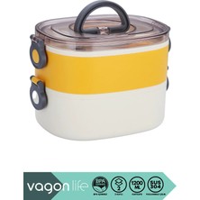 Maison Luré Yemek Kabı 1200ML Çift Renkli 2 Katlı Kulplu Paslanmaz Çelik Yemek Kutusu