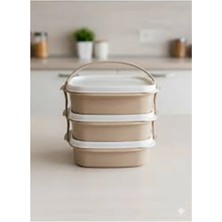 Maison Luré Yemek Kabı 3 Katlı Saplı Sefer Tası Kapaklı Yemek Saklama Kabı Seti