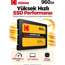 Kodak X150 960GB 2.5 Inç Sata Iıı SSD 520 Mb/s Okuma 500 Mb/s Yazma Hızlı SSD