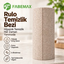 Fabemax 100 Yaprak Rulo Çok Amaçlı Kağıt Temizlik Bezi Extra Dayanıklı Extra Emici Kullan Kullan At Kahverengi Bez