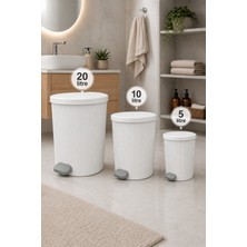 Citim Stil 3 Lü 20-10-5 Litre Yuvarlak Iç Kovalı Çöp Kovası Seti Banyo ve Mutfak