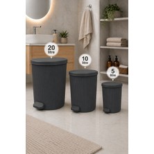 Citim Stil 3 Lü 20-10-5 Litre Yuvarlak Iç Kovalı Çöp Kovası Seti Banyo ve Mutfak