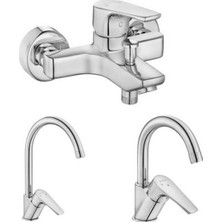 E.c.a. Niobe 3'lü Batarya Seti 482 Banyo + 054 Lavabo + 098 Eviye Krom