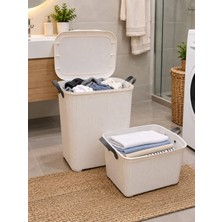 Citim Stil Set Kirli Çamaşır Sepeti 40 Litre 48X34,5X40 cm ve Selesi 20 Litre 41X31,5X24 cm