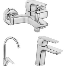 E.c.a. Niobe 3'lü Batarya Seti 482 Banyo + 053 Lavabo + 098 Eviye Krom