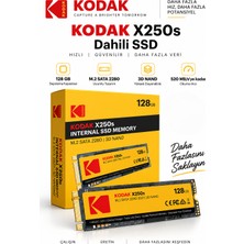 Kodak X250S 128GB M.2 Sata 2280 SSD 520 Mb/s Okuma 500 Mb/s Yazma Hızlı SSD