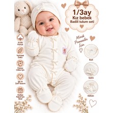 Sönmez Bebe Kız Bebek Badili Tulum Dörtlü Set OYALI Etiket Fiyonk Detaylı Rahat Kullnımlı Dötlü Tulum Seti