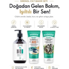 Badger Organik Bebek Güneş Kremi, Pişik Kremi ve Sirenol Organik Bebek Saç Vücut Şampuanı Set 400 mL / 87 mL / 87 mL