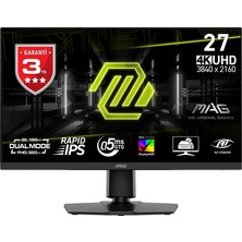 MSI Msı Mag 272URDF E16 27″ 4K 160Hz - Fhd 320Hz 0.5ms Freesync Premium HDR400 Pivot Dual Mode Rapid IPS Gaming Monitör