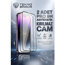 Tekno Şövalye (2 Adet) iPhone 16 Pro Tam Kaplayan Antistatik 'pro 9h' Kırılmaz Ekran Koruyucu Cam