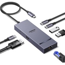 Ugreen 45365 CM880 Revodok Pro 207 7 In 1 Usb-C Çoklayıcı 2xusb-A 2xusb-C 2x4K/60Hz HDMI 1xusb-C Pd 100W Şarj Çok Fonksiyonlu Bağlantı Istasyonu