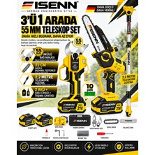 Eisenn G-3650 Teleskopik Uzatma + Dijital 55 mm Budama Makası + Otomatik Yağ Pompalı Zincirli Testere 2 Akülü 10 PİLLİ