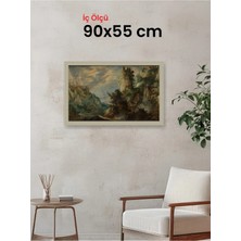 Hars Vintage Eskitme Beyaz Çok Renkli Çerçeve 90 x 55 cm Şeffaf Korumalı Pvc
