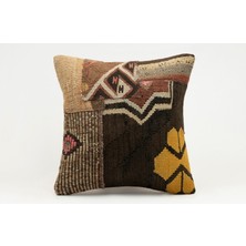 Kilim Wholesale El Yapımı Kilimden Yapılmış Vintage Kırlent Kılıfı, Yün, 40X40 cm