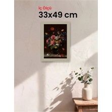 Hars Vintage Eskitme Beyaz Çok Renkli Çerçeve 33 x 49 cm Camlı
