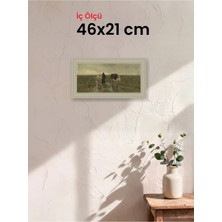 Hars Vintage Eskitme Beyaz Çok Renkli Çerçeve 46 x 21 cm Şeffaf Korumalı Pvc