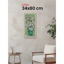 Hars Vintage Eskitme Beyaz Çok Renkli Çerçeve 34 x 80 cm Şeffaf Korumalı Pvc