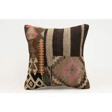 Kilim Wholesale El Yapımı Kilimden Yapılmış Vintage Kırlent Kılıfı, Yün, 40X40 cm