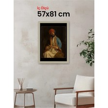 Hars Vintage Eskitme Beyaz Çok Renkli Çerçeve 57 x 81 cm Şeffaf Korumalı Pvc