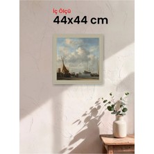 Hars Vintage Eskitme Beyaz Çok Renkli Çerçeve 44 x 44 cm Camlı