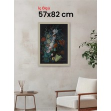 Hars Vintage Eskitme Beyaz Çok Renkli Çerçeve 57 x 82 cm Şeffaf Korumalı Pvc