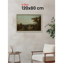 Hars Vintage Eskitme Beyaz Çok Renkli Çerçeve 120 x 80 cm Şeffaf Korumalı Pvc