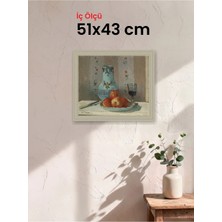 Hars Vintage Eskitme Beyaz Çok Renkli Çerçeve 51 x 43 cm Şeffaf Korumalı Pvc