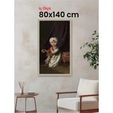 Hars Vintage Eskitme Beyaz Çok Renkli Çerçeve 80 x 140 cm Şeffaf Korumalı Pvc