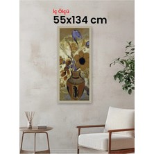 Hars Vintage Eskitme Beyaz Çok Renkli Çerçeve 55 x 134 cm Camlı