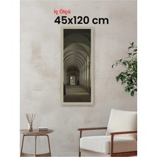 Hars Vintage Eskitme Beyaz Çok Renkli Çerçeve 45 x 120 cm Şeffaf Korumalı Pvc