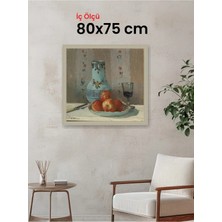Hars Vintage Eskitme Beyaz Çok Renkli Çerçeve 80 x 75 cm Camlı