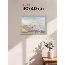 Hars Vintage Eskitme Beyaz Çok Renkli Çerçeve 60 x 40 cm Şeffaf Korumalı Pvc