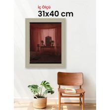 Hars Vintage Eskitme Beyaz Çok Renkli Çerçeve 31 x 40 cm Camlı