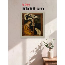 Hars Vintage Eskitme Beyaz Çok Renkli Çerçeve 51 x 56 cm Camlı