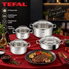 Tefal Duetto 8 Parça Çelik Tencere Seti Gümüş Renk Indüksiyon Uyumlu ve Kolay Temizlik Özellikli