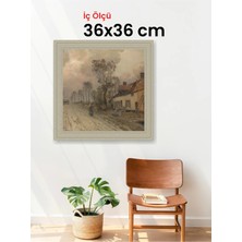 Hars Vintage Eskitme Beyaz Çok Renkli Çerçeve 36 x 36 cm Şeffaf Korumalı Pvc