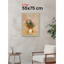 Hars Vintage Eskitme Beyaz Çok Renkli Çerçeve 55 x 75 cm Şeffaf Korumalı Pvc