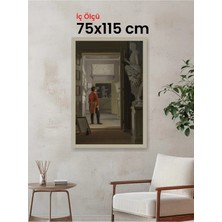Hars Vintage Eskitme Beyaz Çok Renkli Çerçeve 75 x 115 cm Şeffaf Korumalı Pvc
