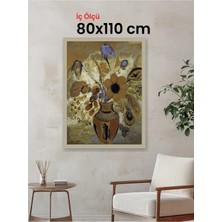 Hars Vintage Eskitme Beyaz Çok Renkli Çerçeve 80 x 110 cm Şeffaf Korumalı Pvc